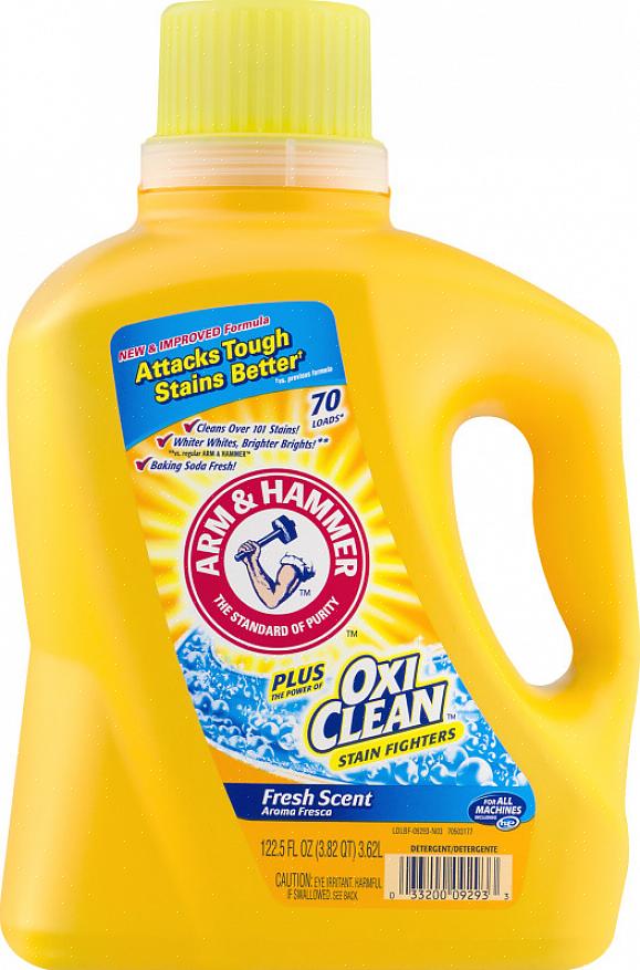 Arm and Hammer Plus OxiClean הוא חומר ניקוי כביסה במחיר בינוני שניתן להשיג ברוב מעברי הכביסה של חנויות